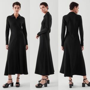 NWT! COS Zip-Up Long Sleeve Black Dress